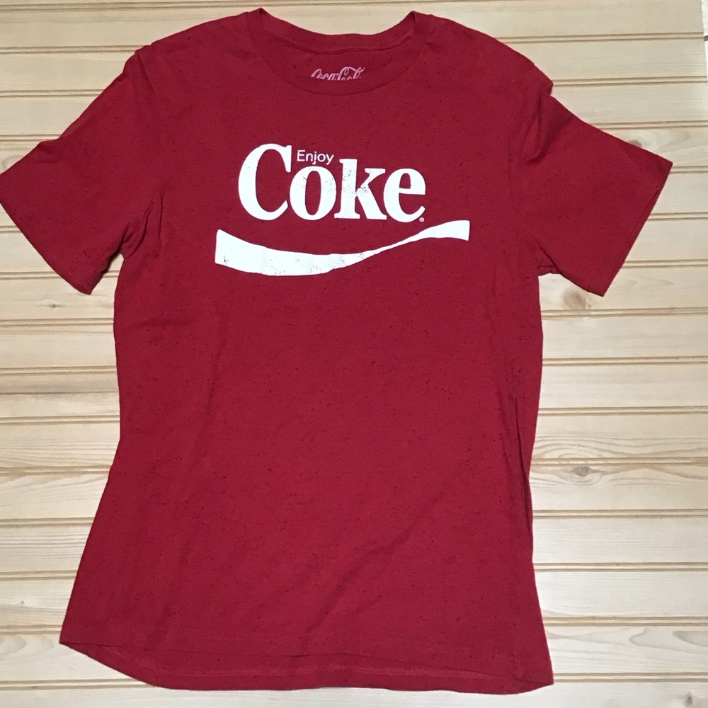 Vintage‎ Red Black Speckled Coca Cola White Enjoy Coke Logo SS Tee Medium